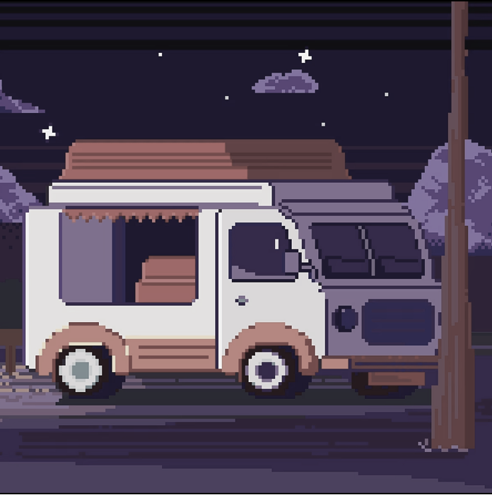 грузовичок в ночи с эффектом