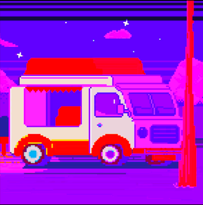 грузовичок в ночи с эффектом