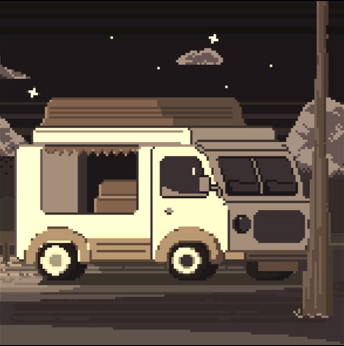 грузовичок в ночи с эффектом